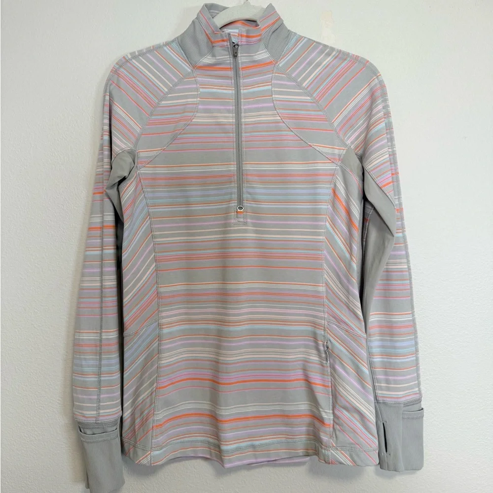 Lululemon Race With Grace 1/2 Zip II Sanctity Stripe top Women’s Sz‎ 6